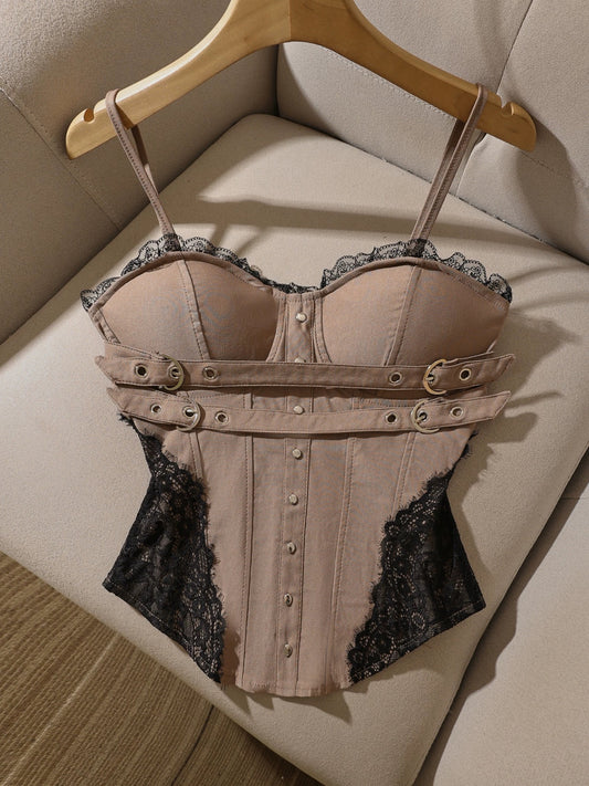 Chic new sexy lace camisole with bra pads, slim fit, flattering and stylish design, perfect for wearing alone.