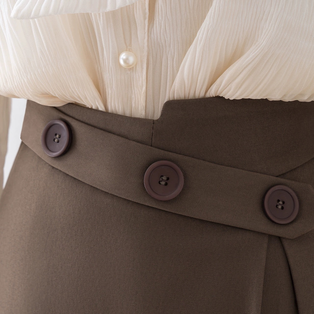 Brown culottes 2023 new high-waist outer boot pants small A-line wide-leg shorts women's autumn and winter temperament