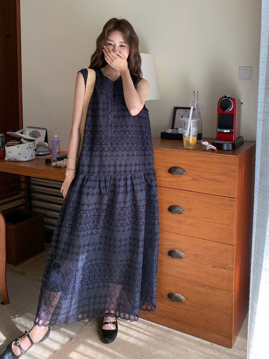 Fashionable and youthful girlish vest dress for women 2025 summer new romantic vacation this year's popular long skirt