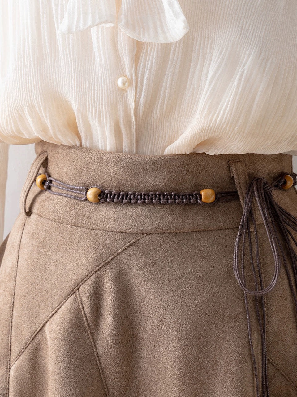 Khaki skirt women's autumn and winter 2023 new high-waisted A-line skirt for small people, hip-hugging slim skirt and skirt