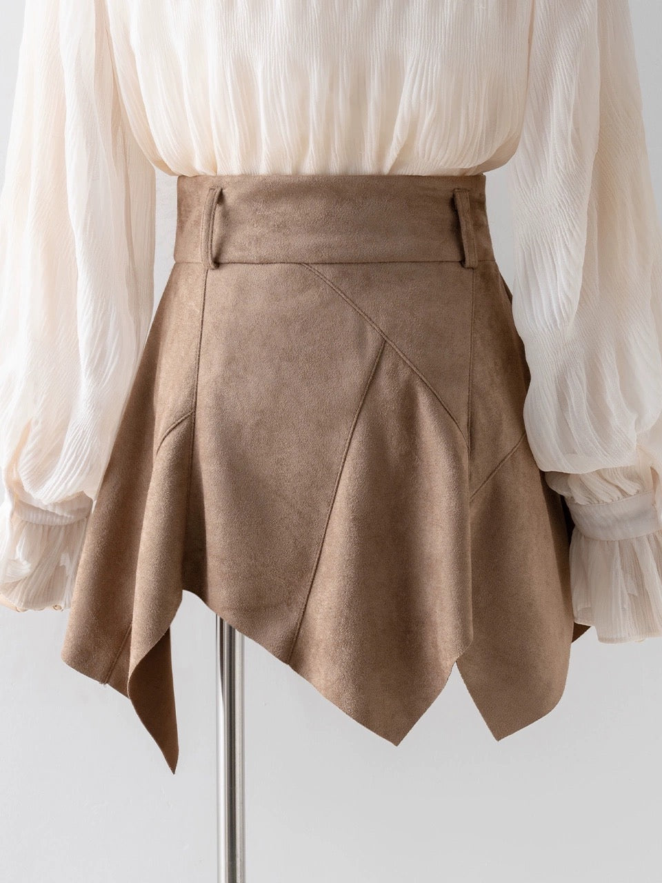 Khaki skirt women's autumn and winter 2023 new high-waisted A-line skirt for small people, hip-hugging slim skirt and skirt