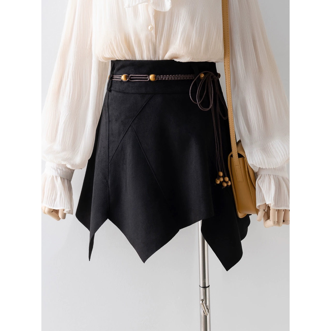 Khaki skirt women's autumn and winter 2023 new high-waisted A-line skirt for small people, hip-hugging slim skirt and skirt