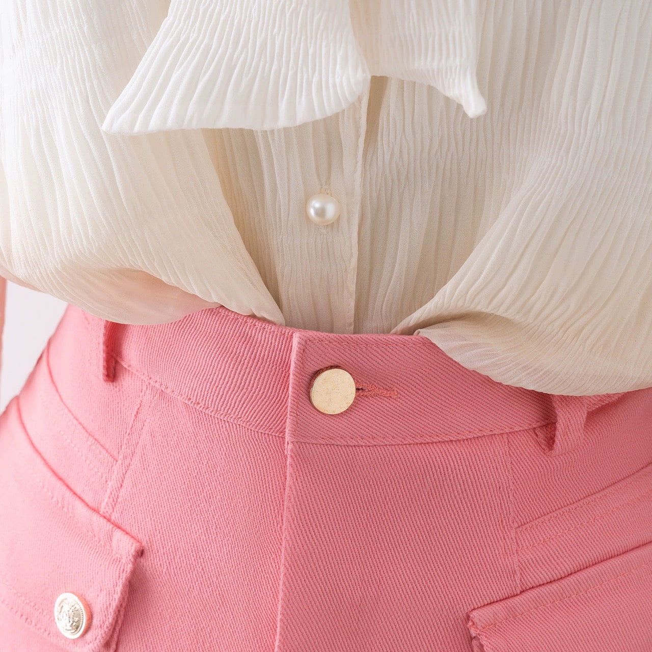 Pink culottes 2023 new high-waisted small A-line skirt women's spring and summer commuting hip-hugging skirt