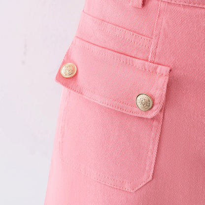 Pink culottes 2023 new high-waisted small A-line skirt women's spring and summer commuting hip-hugging skirt