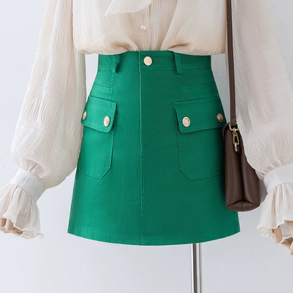 Pink culottes 2023 new high-waisted small A-line skirt women's spring and summer commuting hip-hugging skirt