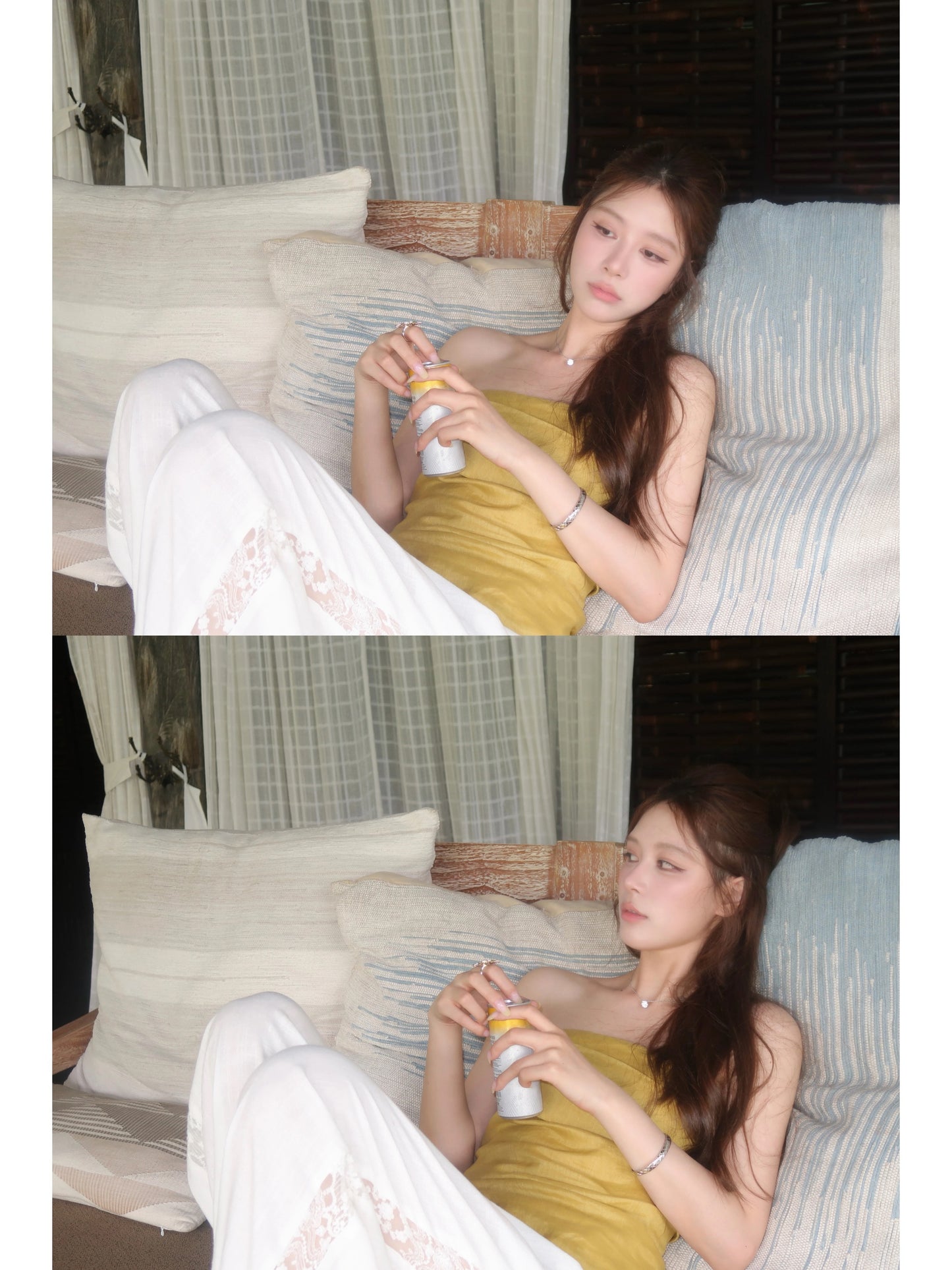 [In Stock] DailyDash "Sunrise" 100% Linen Pleated Design Summer Slimming Bandeau Top