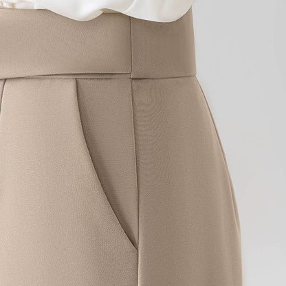Khaki shorts summer women's thin 2022 new high-waisted casual a-line wide-leg pants for small people, loose and slim