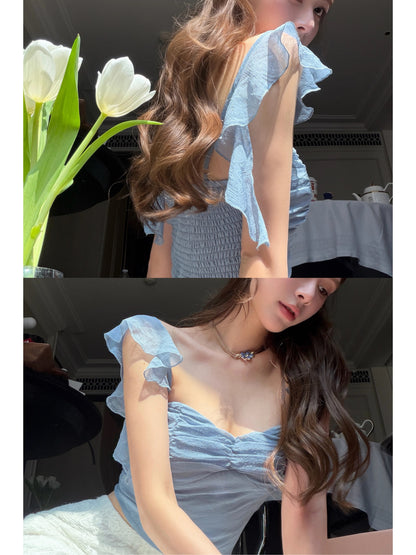 [In Stock] DailyDash "Elsa" Misty Blue Slim Fit Summer Short Sexy Camisole Top