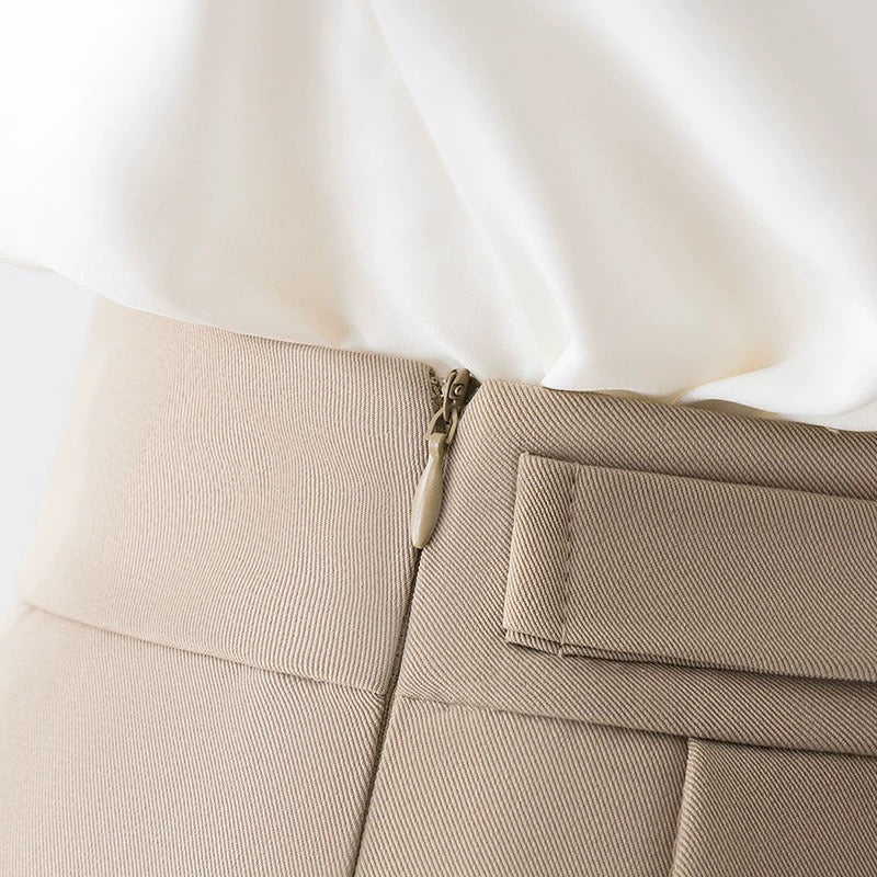 Khaki shorts summer women's thin 2022 new high-waisted casual a-line wide-leg pants for small people, loose and slim