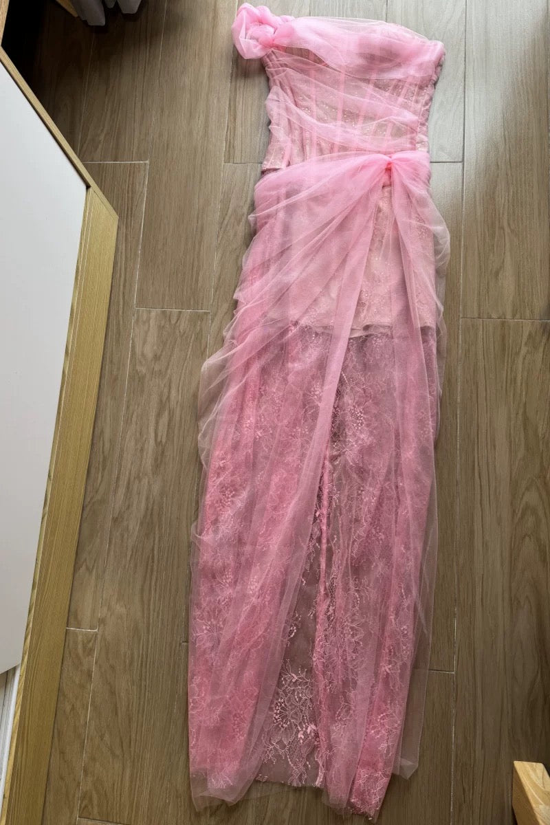 Vietnam's niche light gauze tube top suspender dress, high-end dress, salt style, light and mature style mesh skirt, seaside D6655