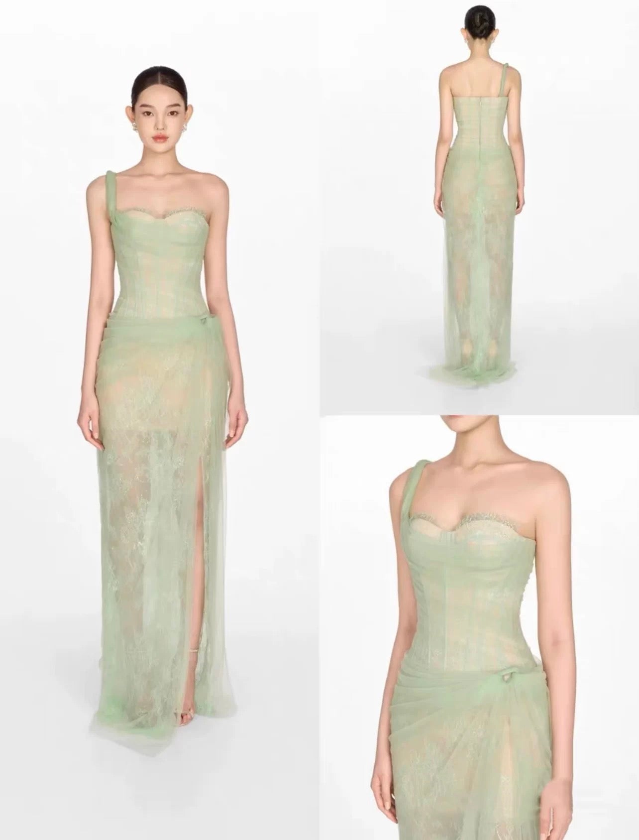 Vietnam's niche light gauze tube top suspender dress, high-end dress, salt style, light and mature style mesh skirt, seaside D6655