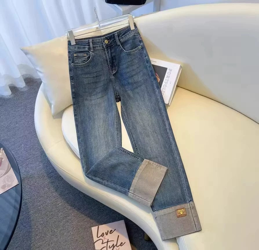 Black cigarette pants jeans for women summer 2024 new retro slim cuffe –  Lee Nhi Boutique