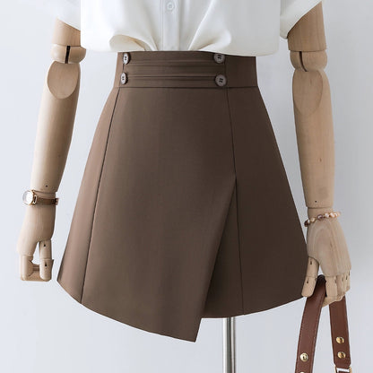 White pants 2023 new high-waist culottes small casual a-line wide-leg suit shorts women's summer slimming
