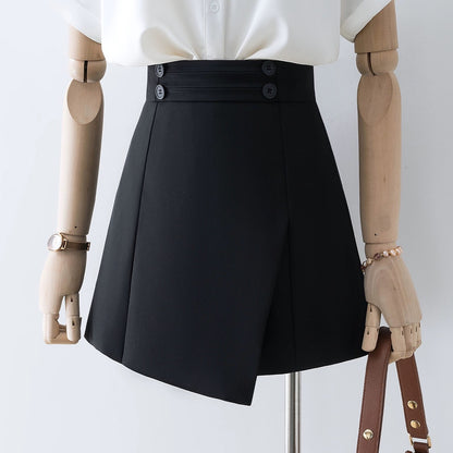 White pants 2023 new high-waist culottes small casual a-line wide-leg suit shorts women's summer slimming
