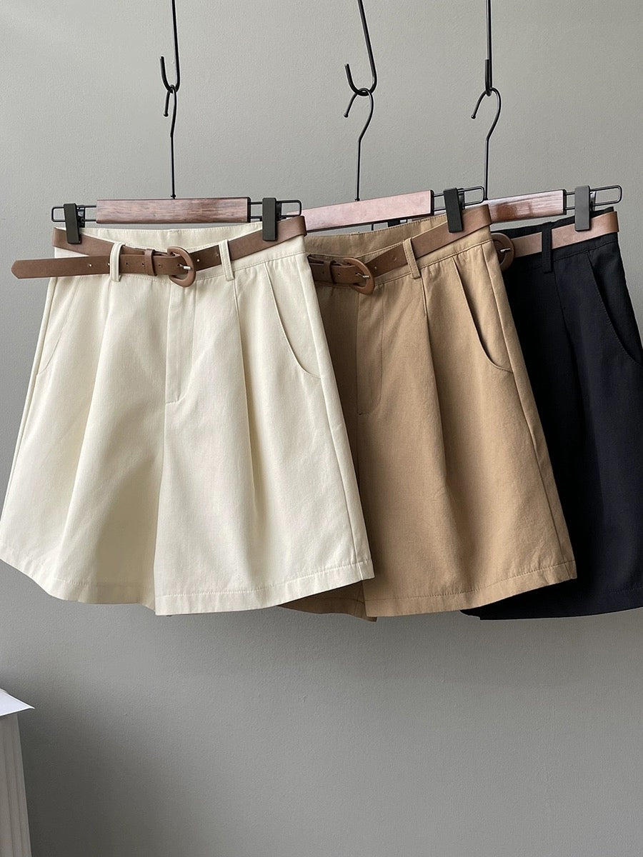 Suit shorts women's summer thin small workwear wide-legged slim pants high-waisted loose a-line five-point medium pants