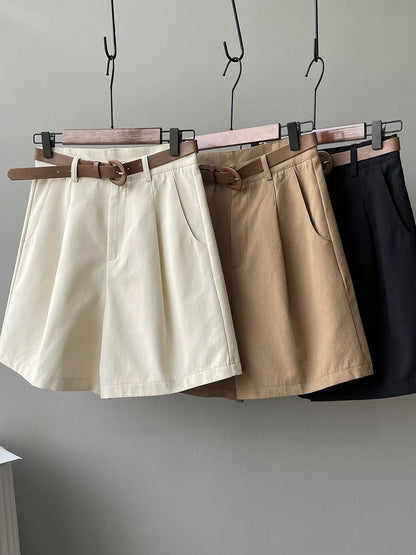 Suit shorts women's summer thin small workwear wide-legged slim pants high-waisted loose a-line five-point medium pants