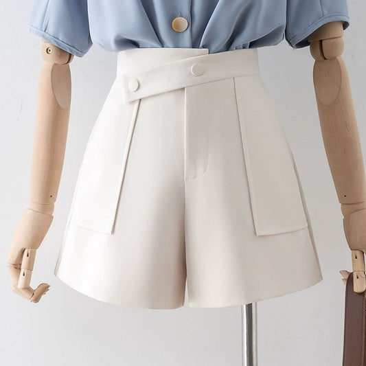 Light apricot shorts for summer women 2023 new casual a-line suit wide-leg pants for small people, high waist, slim and versatile