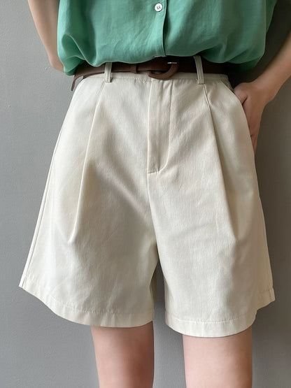 Suit shorts women's summer thin small workwear wide-legged slim pants high-waisted loose a-line five-point medium pants