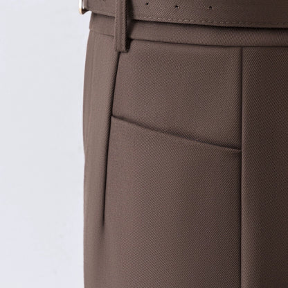 Brown high-waist slim wide-leg shorts for women autumn and winter 2023 new small casual pants bottoming outer boot pants
