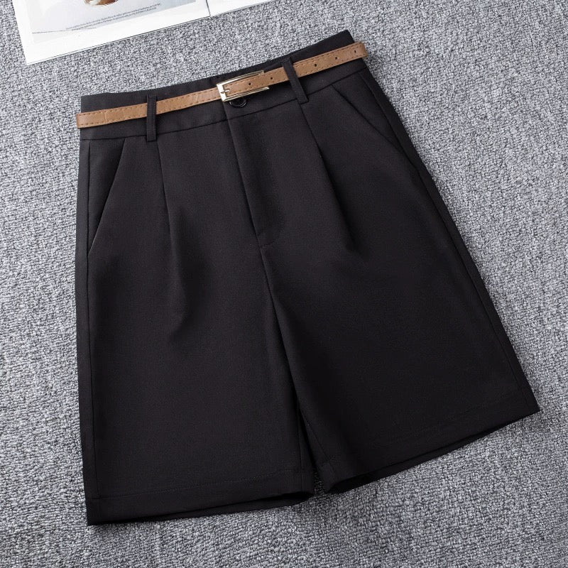 Suit pants and shorts for women 2024 spring and summer new high-waisted wide-leg pants A-line slimming five-quarter pants summer casual pants