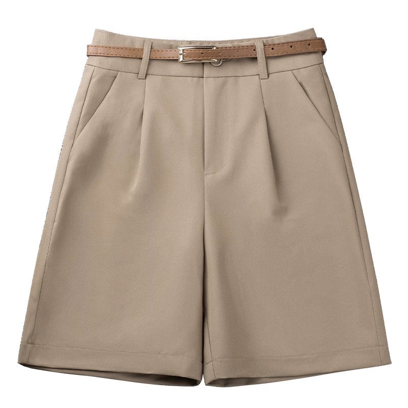 Suit pants and shorts for women 2024 spring and summer new high-waisted wide-leg pants A-line slimming five-quarter pants summer casual pants
