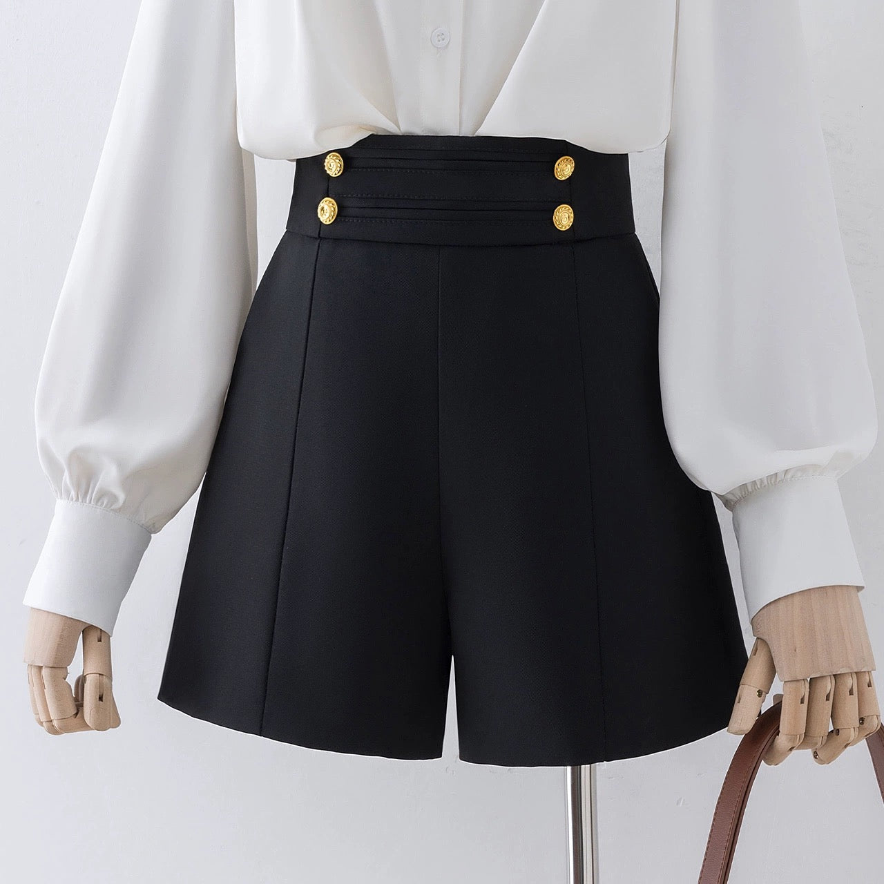 White wide-leg pants 2023 new high-waisted summer thin pants casual suit shorts small and high-end