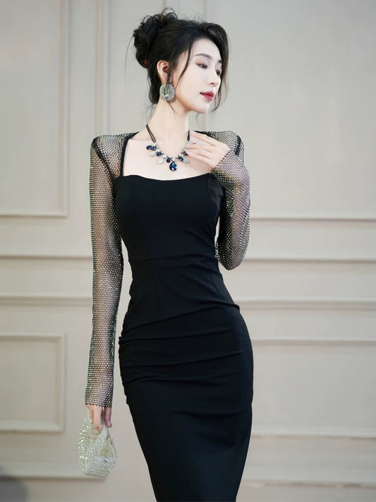 European station heavy industry dress autumn and winter new women's clothing light luxury high-end high-end luxury big-name evening dress dress