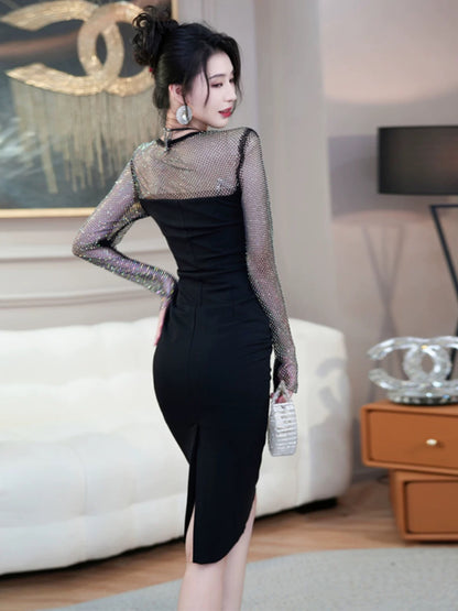 European station heavy industry dress autumn and winter new women's clothing light luxury high-end high-end luxury big-name evening dress dress