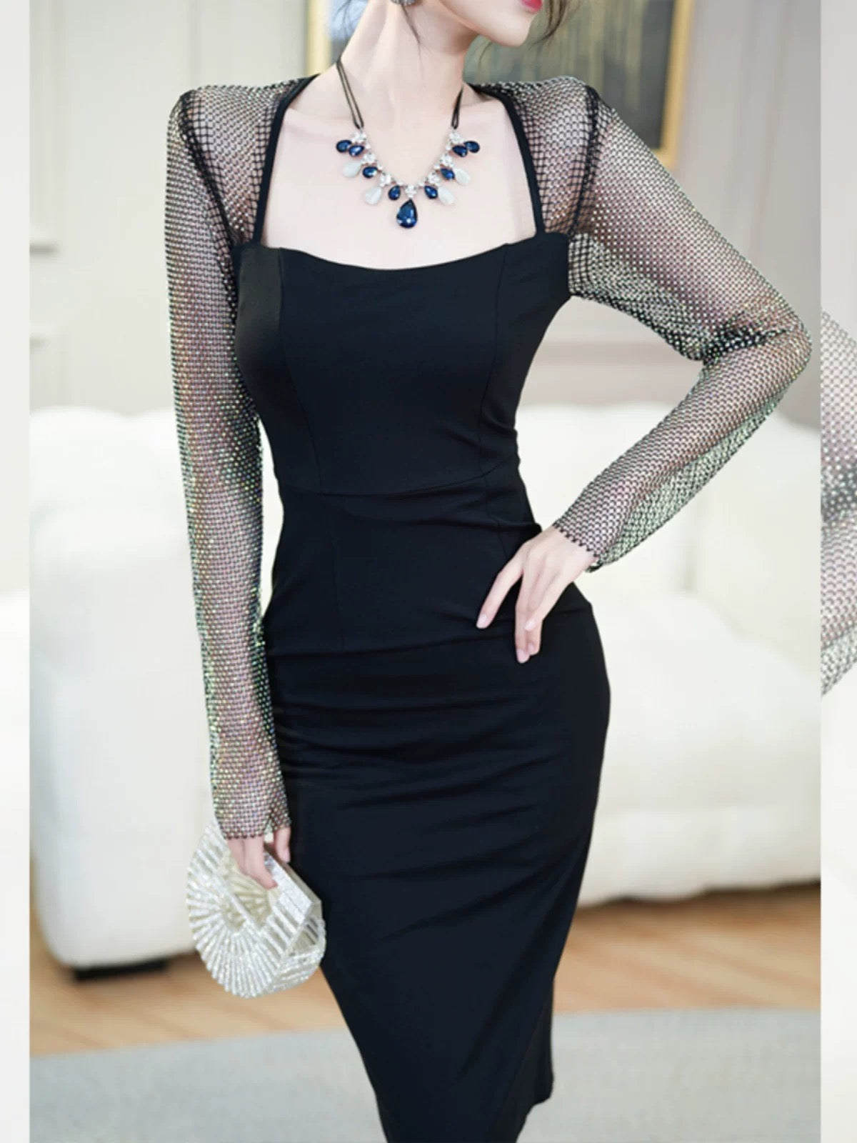European station heavy industry dress autumn and winter new women's clothing light luxury high-end high-end luxury big-name evening dress dress