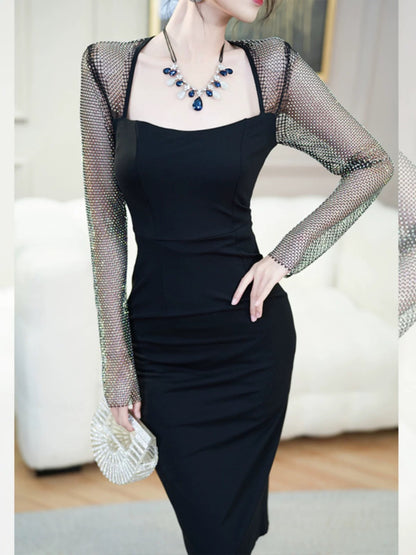 European station heavy industry dress autumn and winter new women's clothing light luxury high-end high-end luxury big-name evening dress dress