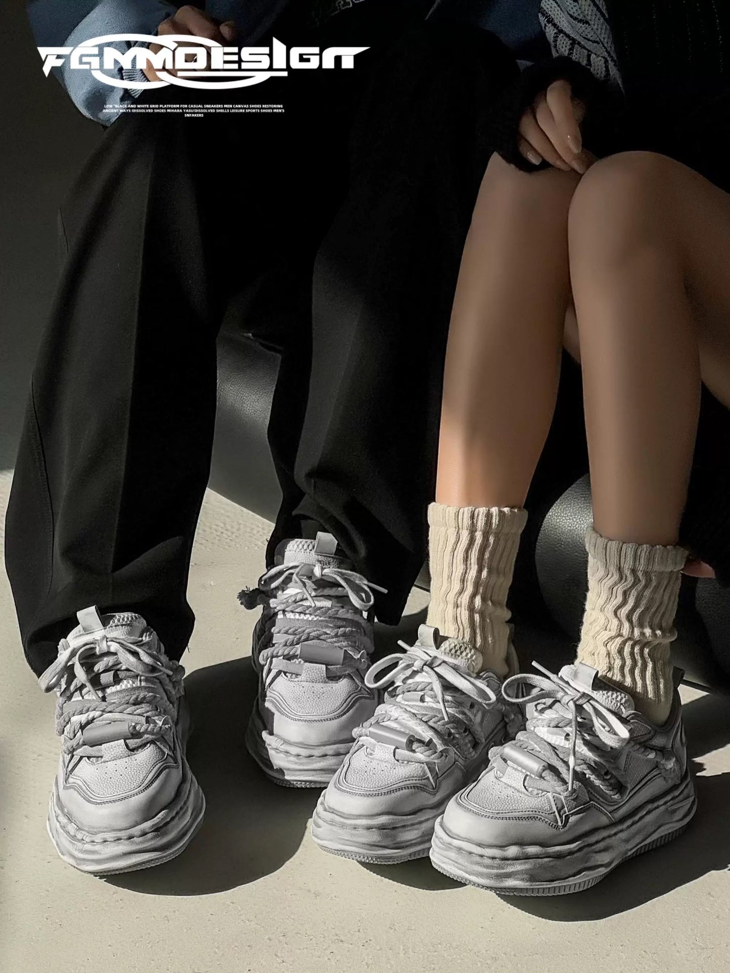 FGMM dissolving bottom invisible height increasing shoes 7CM men's and women's niche casual shoes original couple thick bottom bread shoes