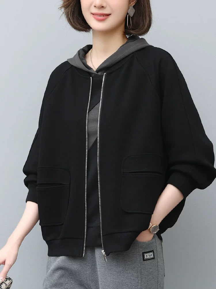 Zipper sweatshirt jacket for women spring autumn new Korean style casual middle-aged mother baseball uniform sports top thick