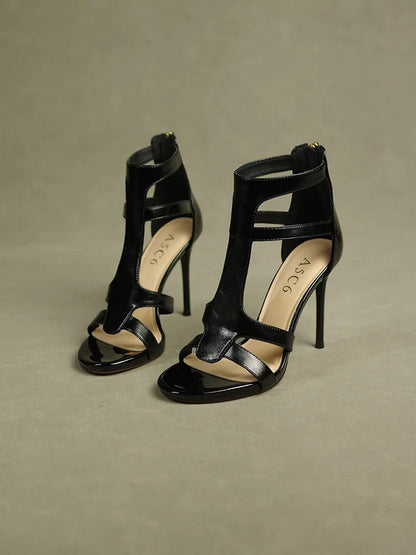 Silver hollow sandals for women summer 2024 new sexy internet celebrity super hot 10cm high heels stiletto heels elegant lady