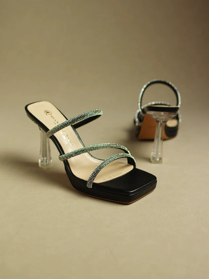 Rhinestone thin strap sandals for women summer 2023 new internet celebrity super hot 10 cm high heels stiletto heels elegant ladies