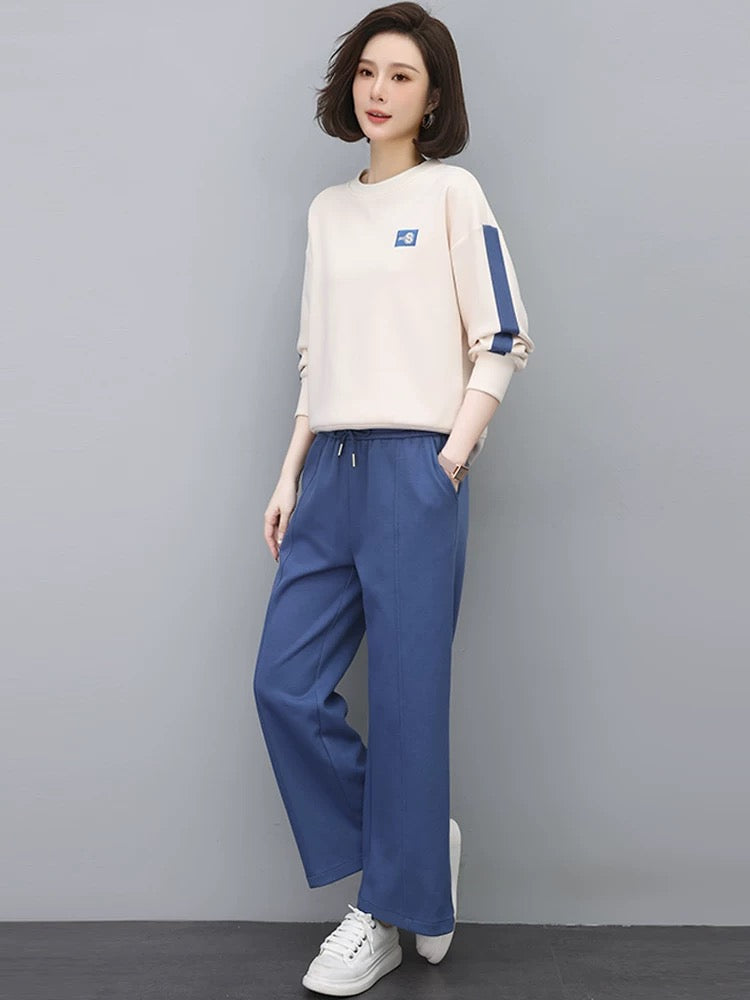 Casual sports suit for women 2024 autumn new style small spring and autumn small fragrance middle-aged mother sweatshirt two-piece set