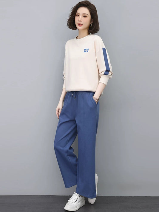 Casual sports suit for women 2024 autumn new style small spring and autumn small fragrance middle-aged mother sweatshirt two-piece set