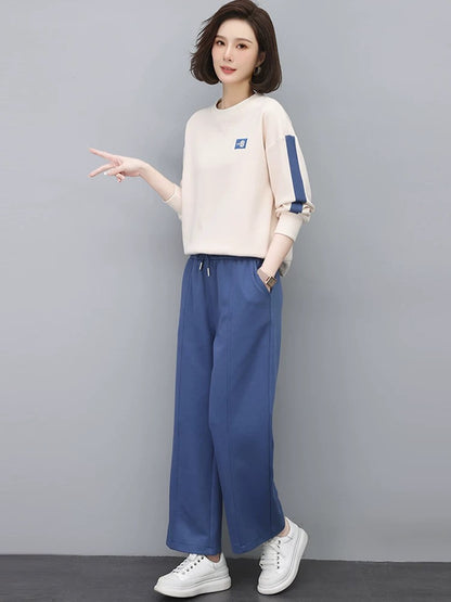 Casual sports suit for women 2024 autumn new style small spring and autumn small fragrance middle-aged mother sweatshirt two-piece set