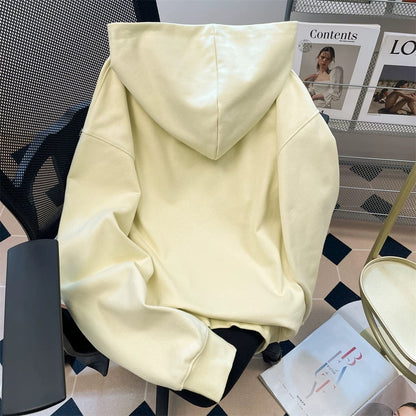 Unique and stylish tie-back bow sweatshirt for women in early autumn and winter wear, high-end contrasting plaid hooded top