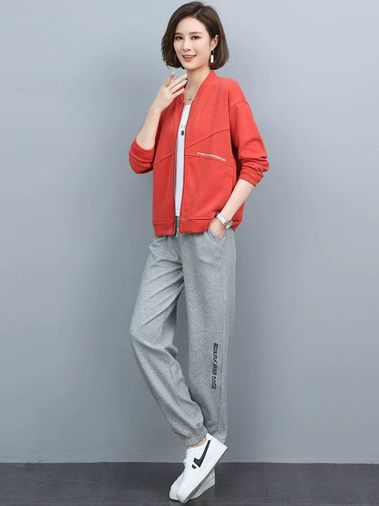 Women's Sports Suit 2024 Autumn New Professional Fashion Casual Light Sophistication Hong Kong Style Retro Spring and Autumn Two-piece Set
