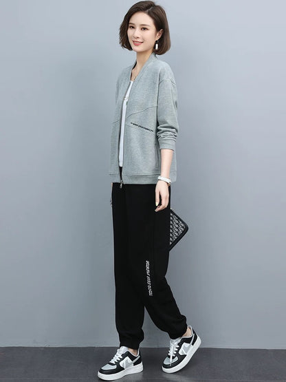 Women's Sports Suit 2024 Autumn New Professional Fashion Casual Light Sophistication Hong Kong Style Retro Spring and Autumn Two-piece Set