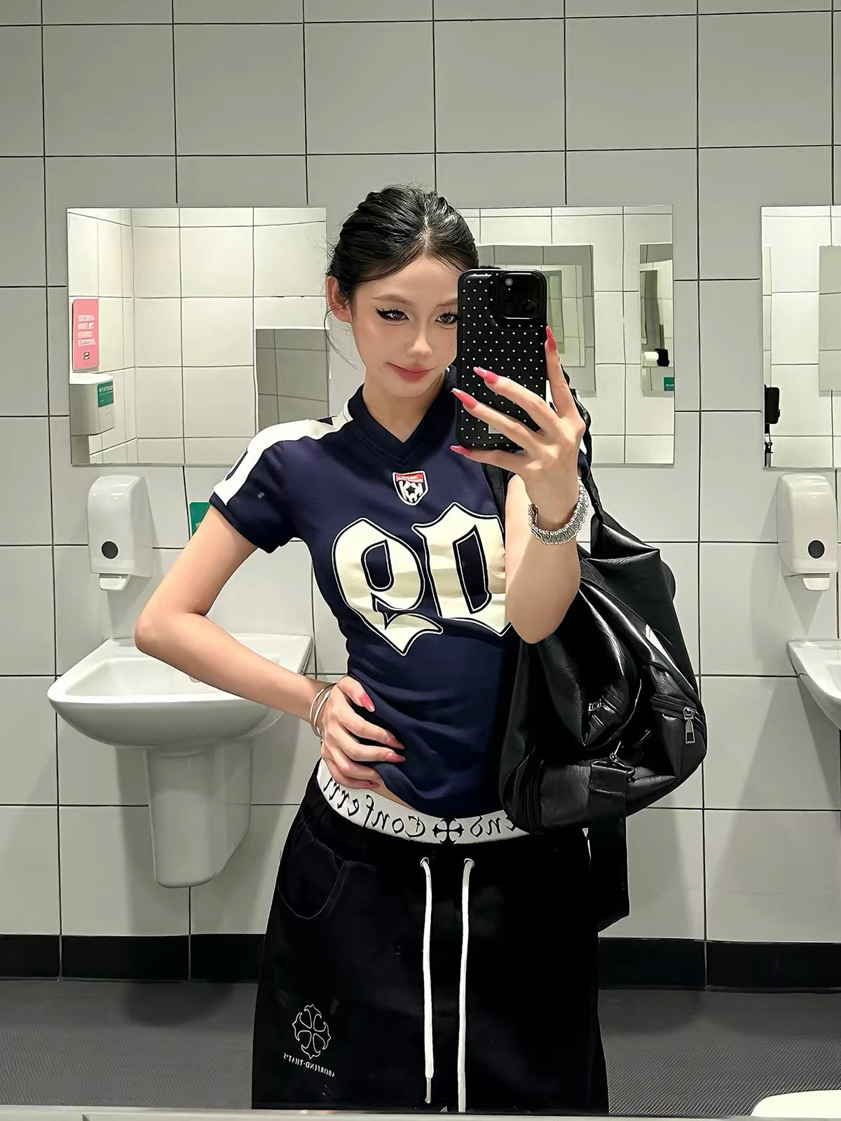 Baobaotang Women's Retro Number-Print Short-Sleeve Sports T-Shirt – Slim-Fit American "Hot Girl" Style Jersey-Inspired Blue Summer Top