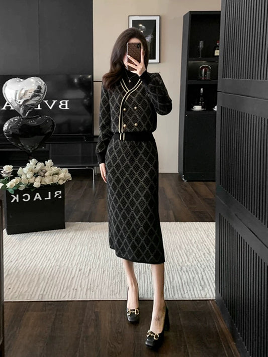 Xiaoxiangfeng sports and leisure suit for women in autumn and winter, fashionable and high-end, this year's beautiful and popular knitted top two-piece set