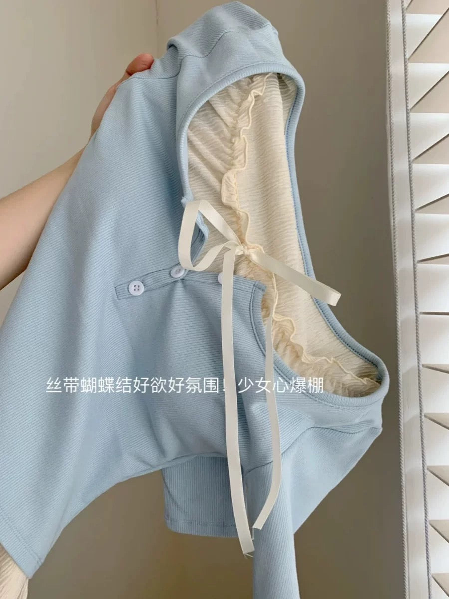[Free trial] Sweet and spicy top design fake two-piece bottoming shirt short style inner long-sleeved T-shirt for women
