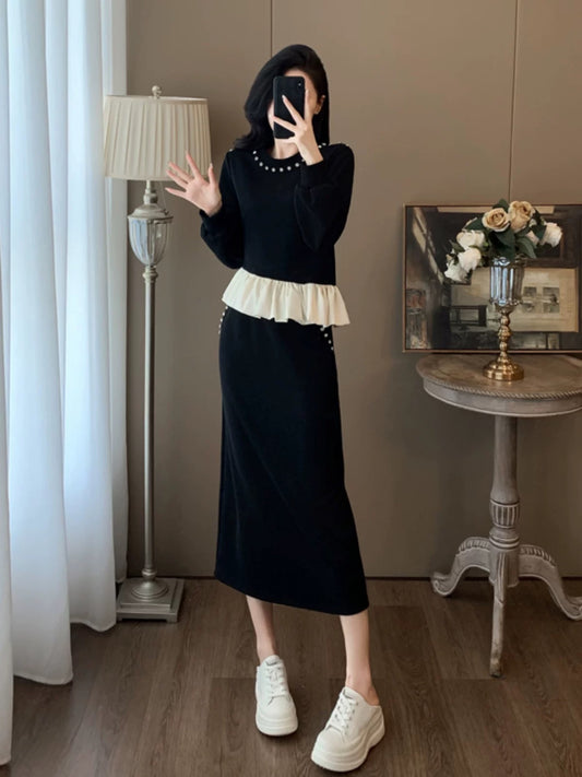 Xiaoxiangfeng fashion suit skirt for age reduction, a complete set of ootd wear, casual sports sweatshirt, half skirt, two-piece set