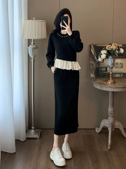 Xiaoxiangfeng fashion suit skirt for age reduction, a complete set of ootd wear, casual sports sweatshirt, half skirt, two-piece set