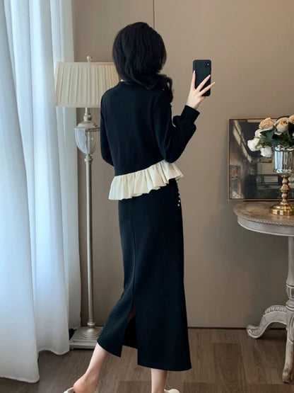 Xiaoxiangfeng fashion suit skirt for age reduction, a complete set of ootd wear, casual sports sweatshirt, half skirt, two-piece set