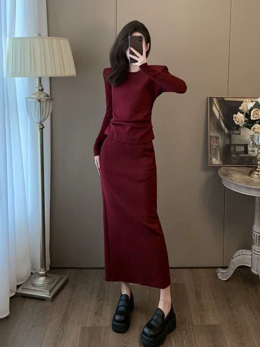 High-end sports casual suit for women in autumn and winter, plus velvet, this year's popular beautiful and fashionable sweatshirt and skirt two-piece set