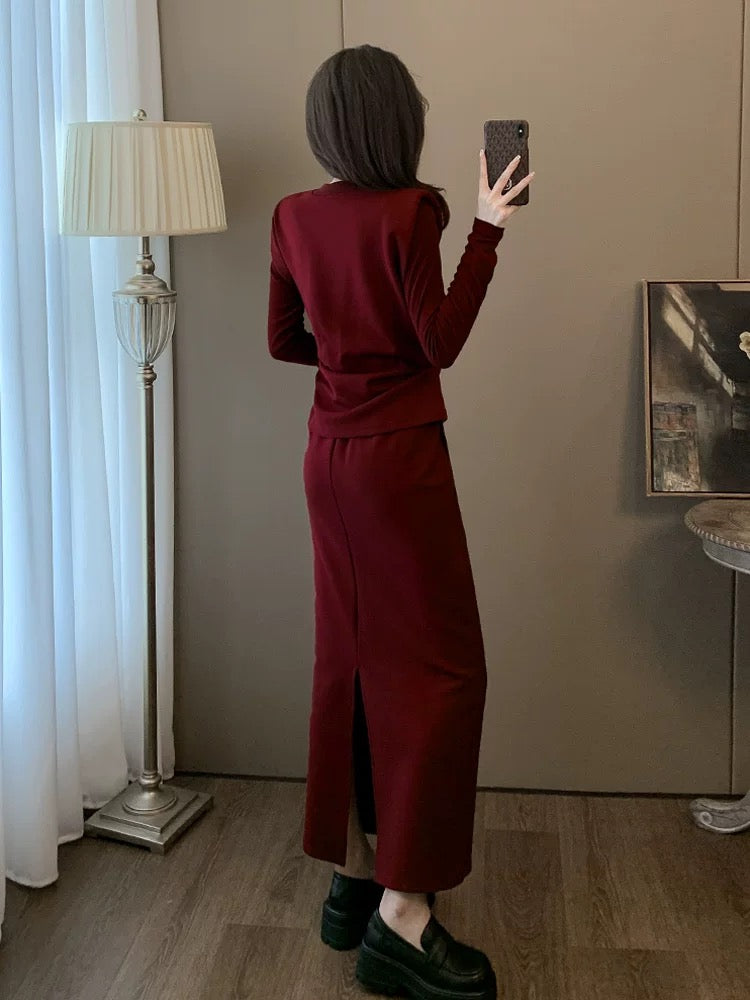 High-end sports casual suit for women in autumn and winter, plus velvet, this year's popular beautiful and fashionable sweatshirt and skirt two-piece set