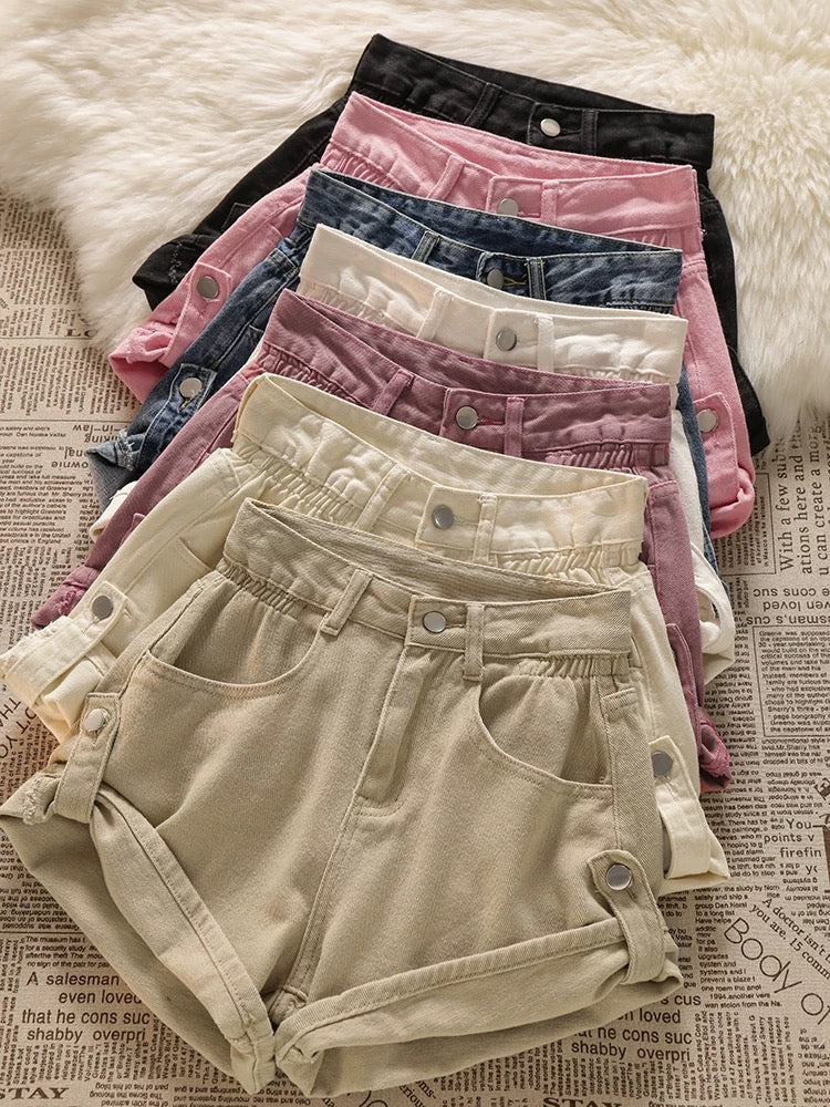 Love this S style! American retro high waist hot girl denim shorts for women design sense versatile slimming A-line hot pants trend