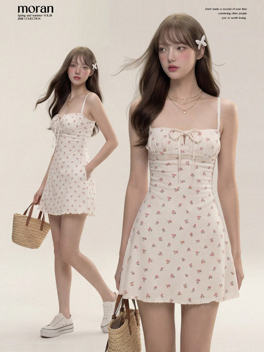 2026 New Summer Dress for Women: Floral Print Sundress, Bodycon, Slim Fit, Exquisitely Beautiful Short Dress, Pure and Alluring